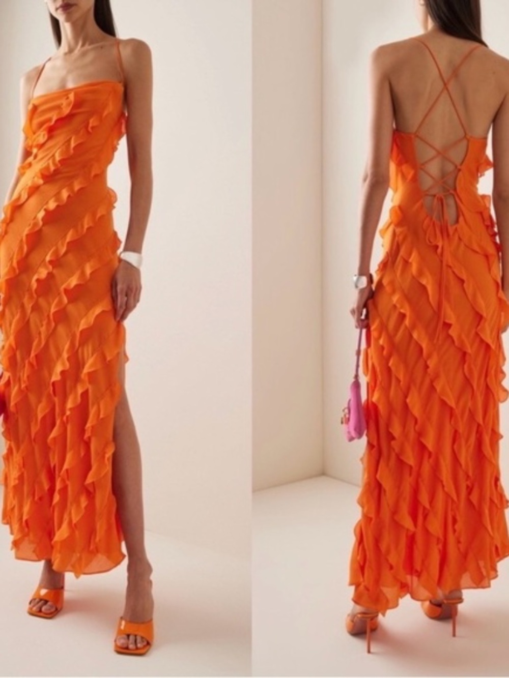 staud elvire dress in nectarine